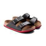 Birkenstock Arizona Super Grip Birko-Flor Δερμάτινα Ανατομικά Σανδάλια Μαύρο Χρώμα Regular Fit